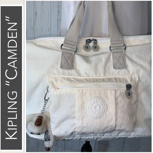 Kipling “Camden” Shoulder Bag w/ Monkey HB7411-1AH Ivory GUC Sold Out Online